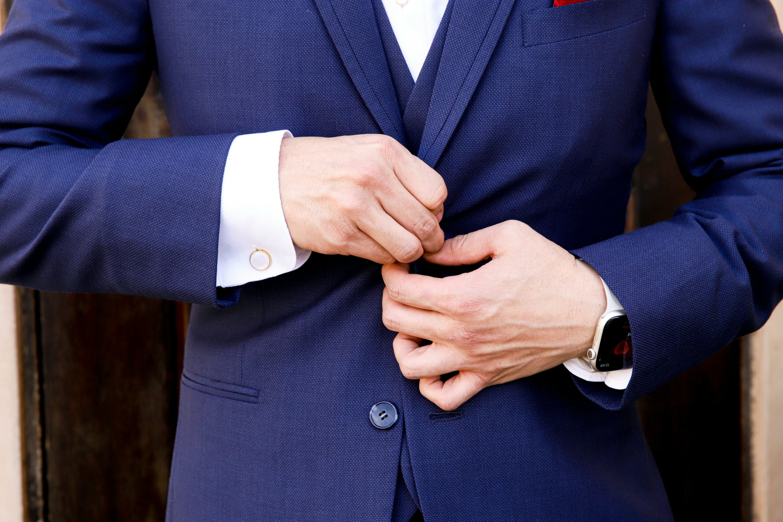 Elegant Man Wearing Navy Suit